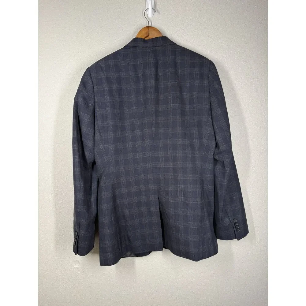 Banana Republic Mens Blue Plaid Blazer Sz 40R Preppy Sport Coat Academia Wool